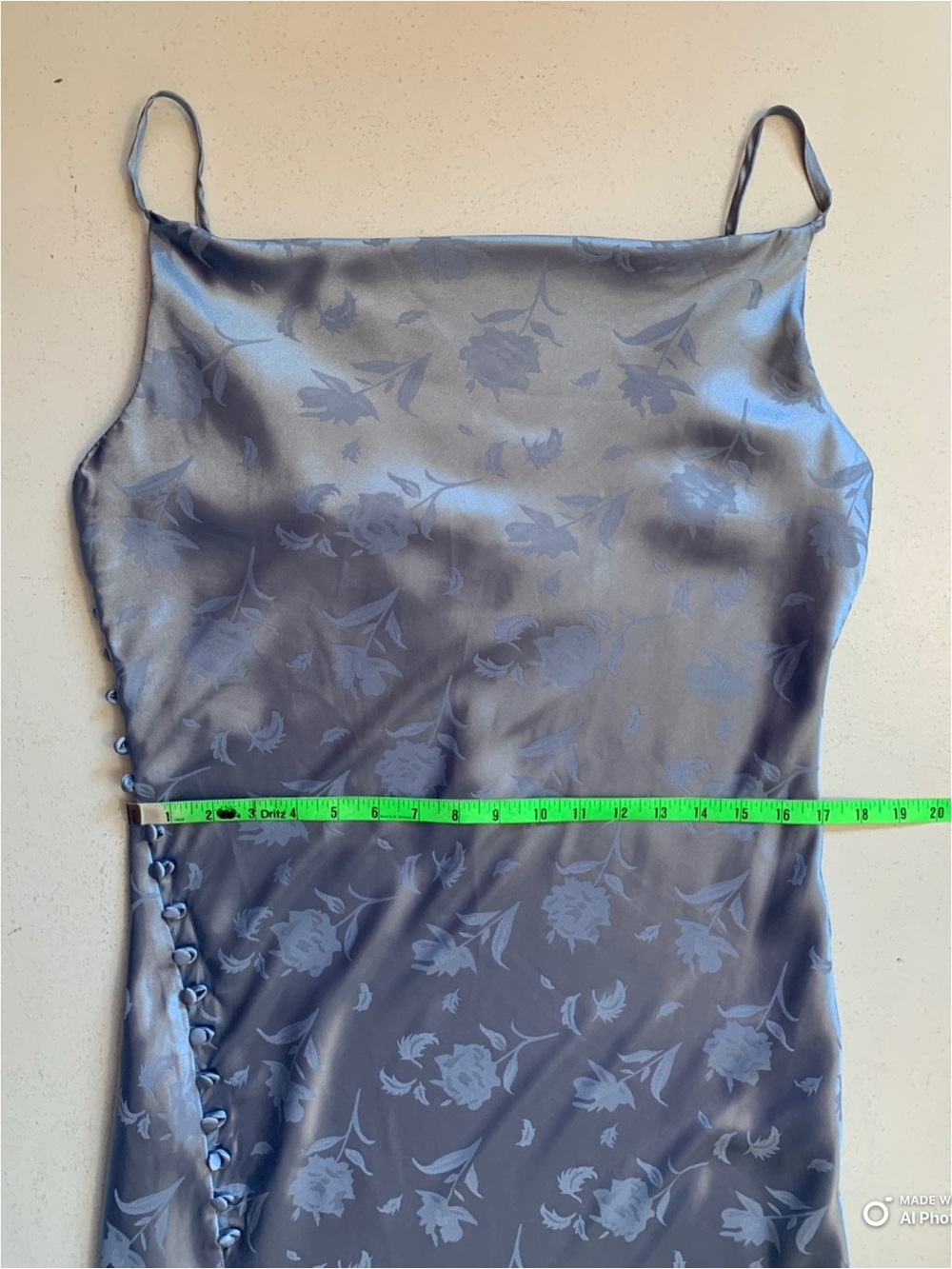 Lulus XL All About You Slate Blue Floral Jacquard Satin Midi Dress NWT FLAW - Picture 14 of 17